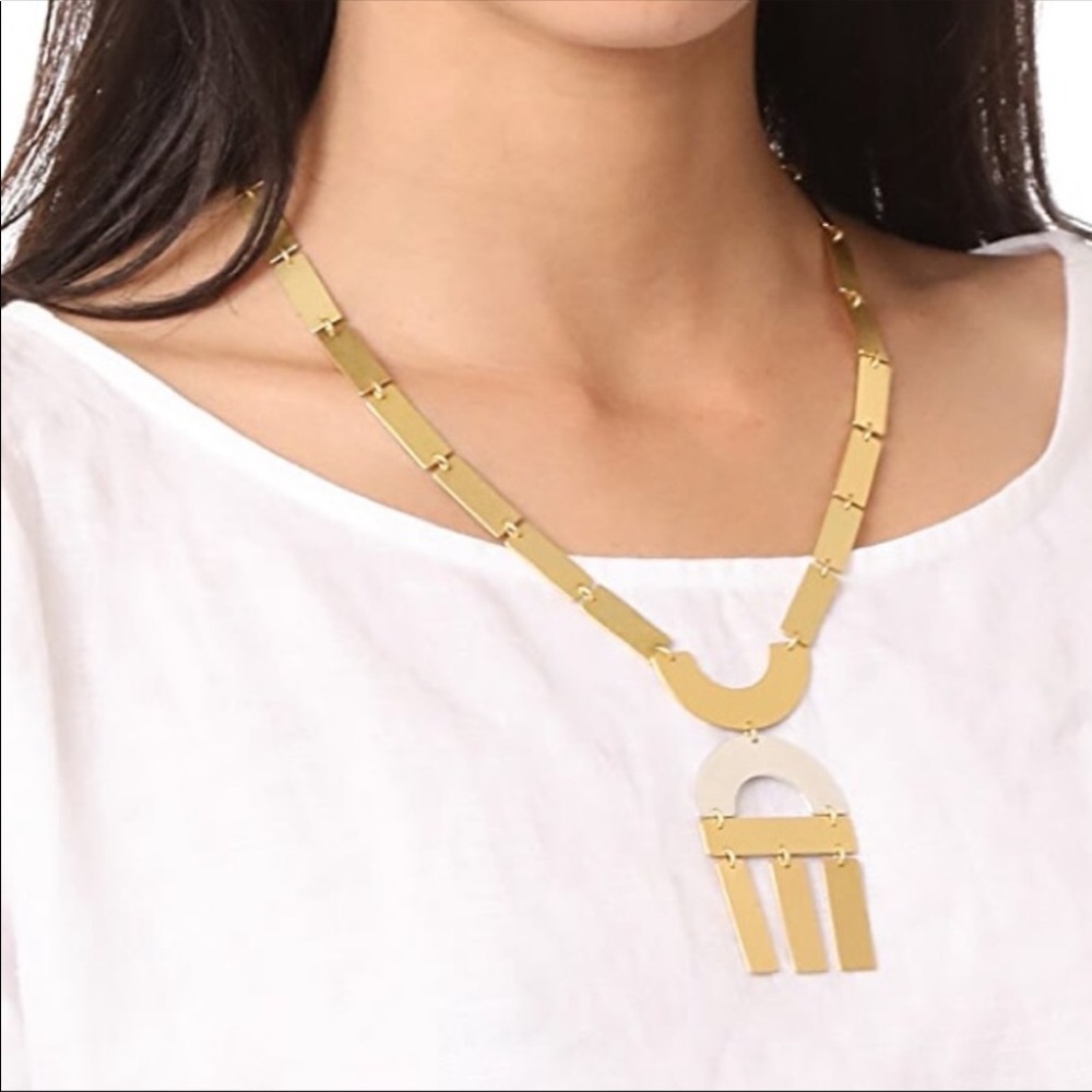 Madewell geometric necklace, gold/silver; EUC